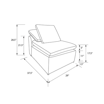 York - Modular Armless Chair With Overstuffed Cushion And Adjustable Pillows - Taupe