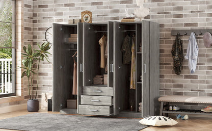 6 Doors Wardrobe Storage For Bedroom, With Big Drawers