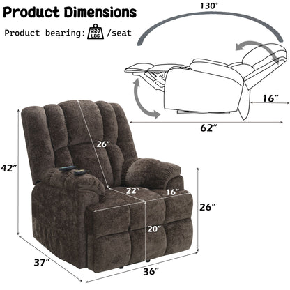Pacay - Power Motion Recliner With Lift Heating Massage Function