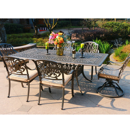 Rectangular Long Dining Set With Sunbrella Cushions