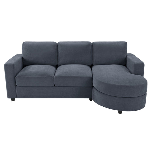 Modern L-Shaped Sectional Sofa With Curved Chaise, USB Ports, And Side Storage Pockets
