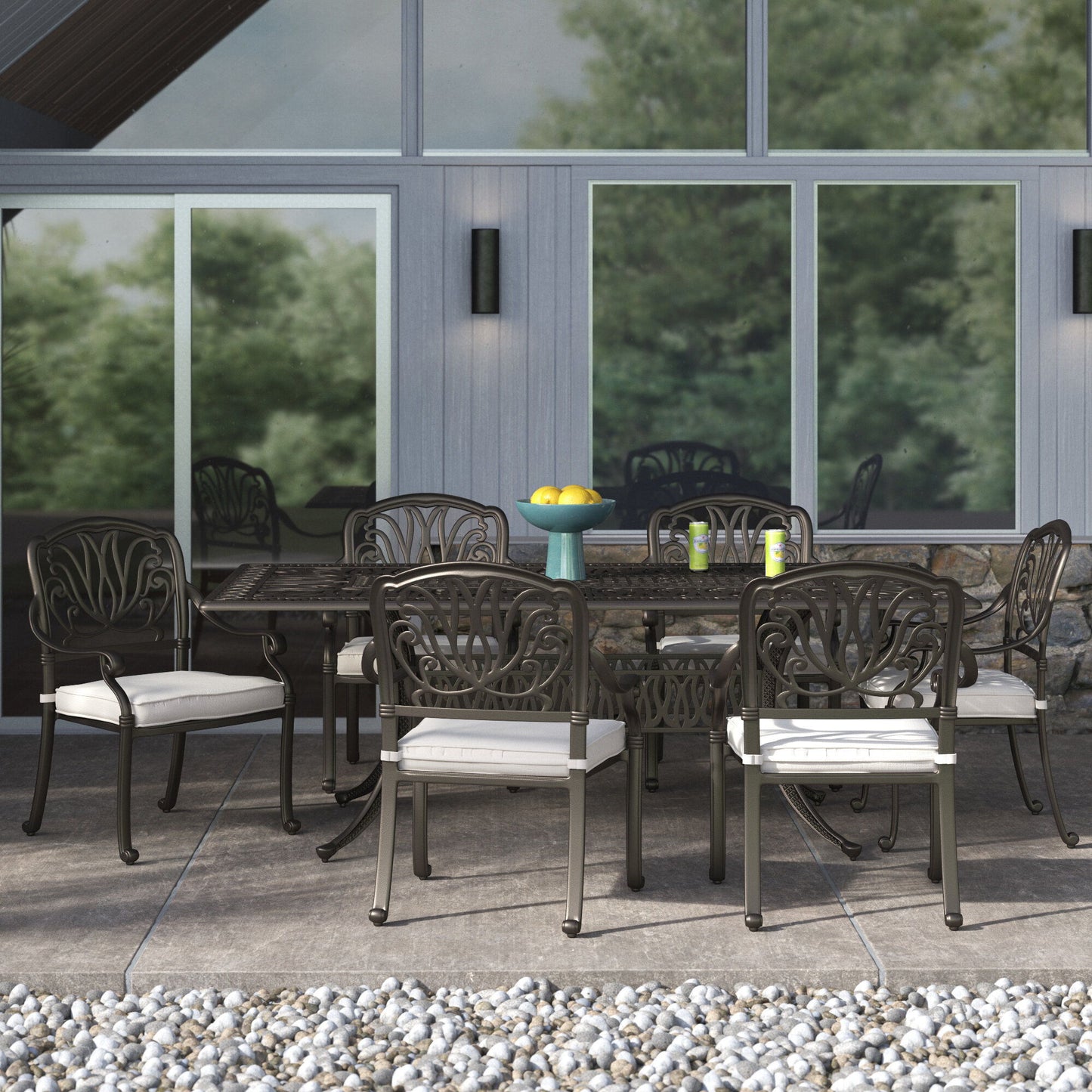 Rectangular Long Dining Set With Sunbrella Cushions