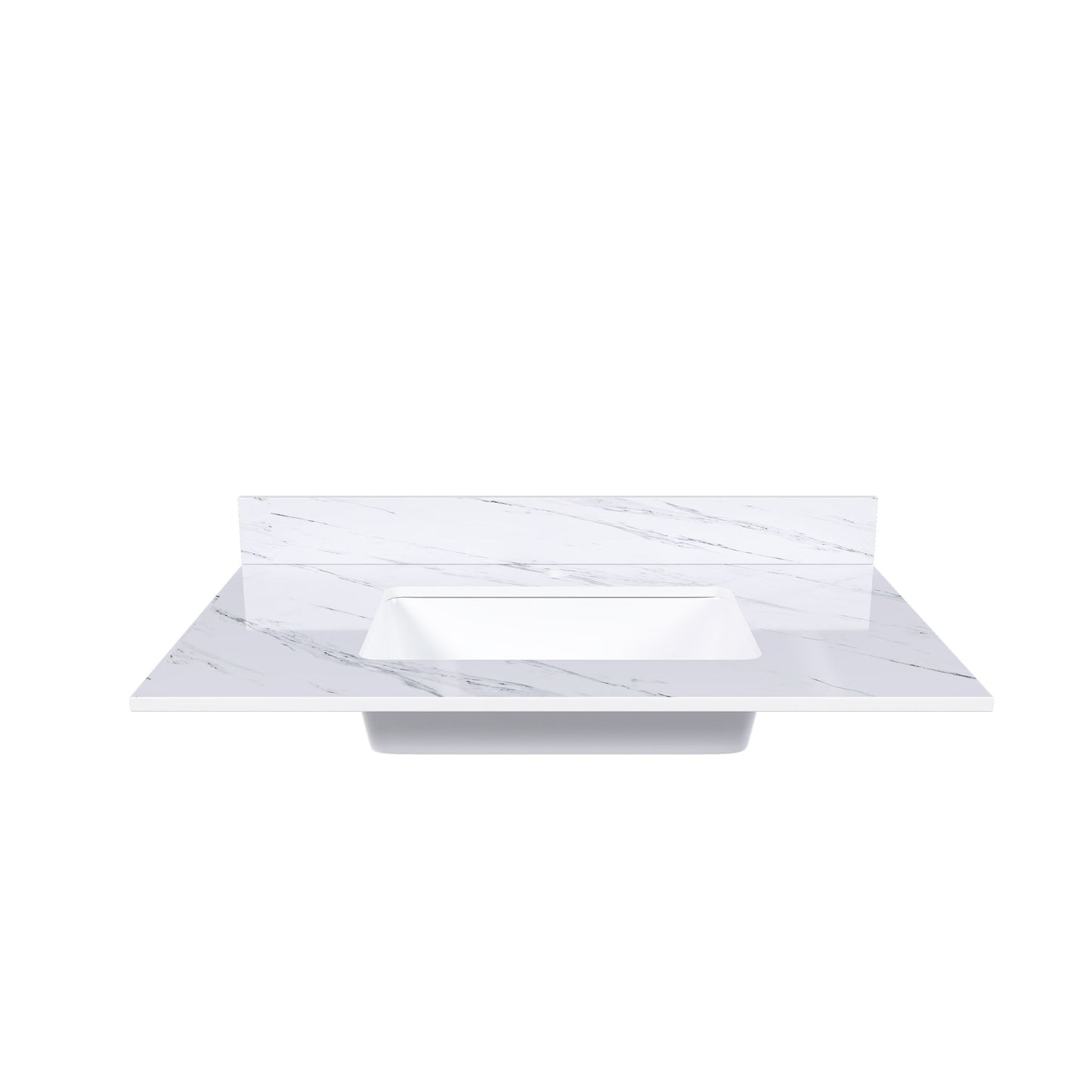 Bianco Carrara Venato Marble Vanity Top With Pre Drilled Faucet Hole And Undermount Sink