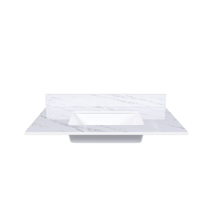 Bianco Carrara Venato Marble Vanity Top With Pre Drilled Faucet Hole And Undermount Sink