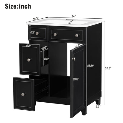 Bathroom Vanity Cabinet With Sink - Black