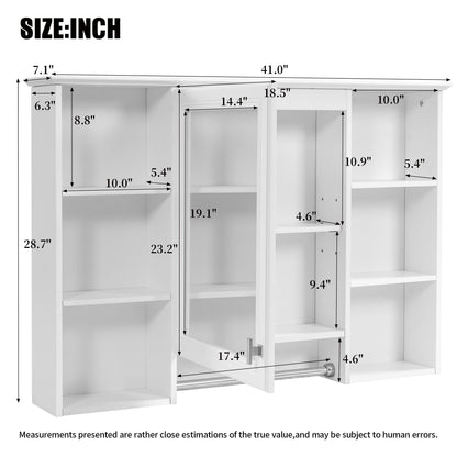 3 In 1 Modern Bathroom Mirror Cabinet With Adjustable Shelf, Soft Close Door, High Definition Mirror & Towel Bar