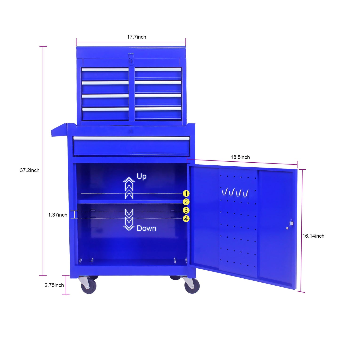 High Capacity Rolling Tool Chest With Wheels And Drawers, Storage Cabinet