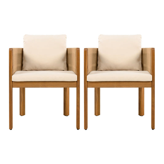 Outdoor Dining Chairs With Rope Handles (Set of 2)