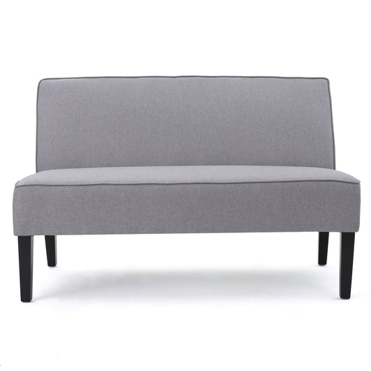 Contemporary Loveseat With Upholstered Fabric And Birch Wood Legs - Light Gray