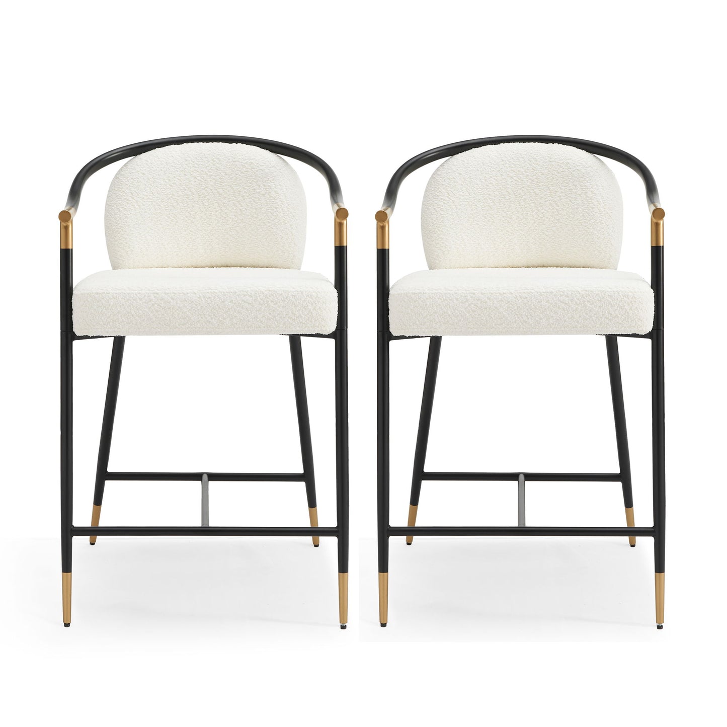 Contemporary Upholstered Counter Stool Set With Metal Frame