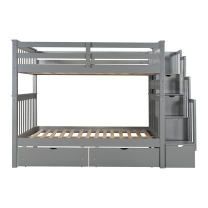 Bunk Bed With Shelves And 6 Storage Drawers