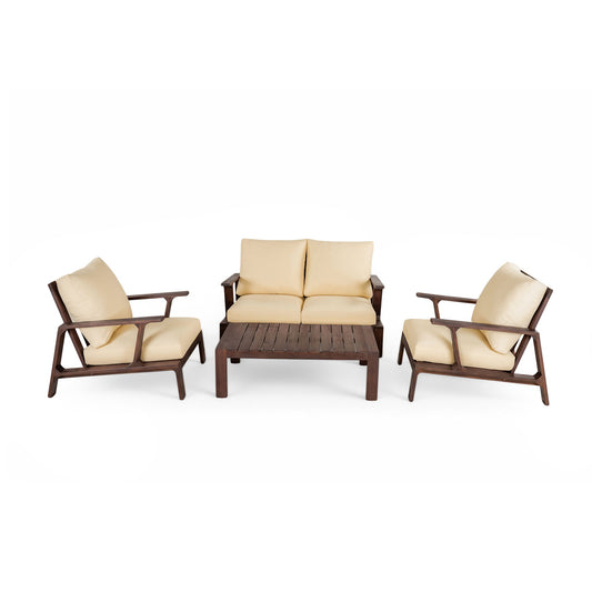 4 Piece Outdoor Sofa Set With Cushions And Coffee Table