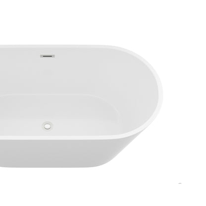 Gloss Freestanding Bathtub With Drain, Stand Alone Soaking Tub