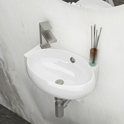 Modern Aesthetic Rectangle Wall Mount Bathroom Sink With Single Faucet Hole
