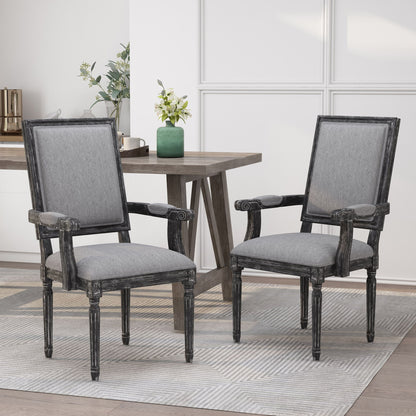 French Country Style Upholstered Dining Chair With Square Backrest