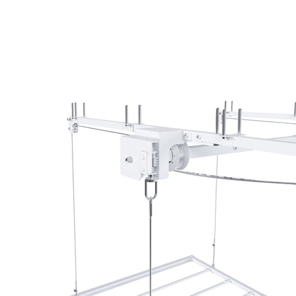 Overhead Garage Storage Rack 3 X 6 Ft For High Ceilings, With Safety Lock - White
