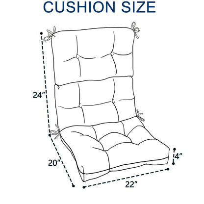 2 Piece High Back Patio Chair Cushion Set