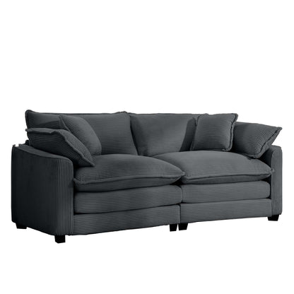Modern 2 Seater With 4 Pillows, Upholstered Deep Seating Loveseat
