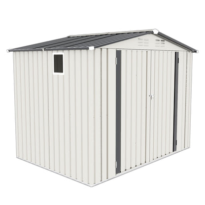 Garden Tool Shed Metal Storage Shed With Peaked Roof Waterproof Lockable Door