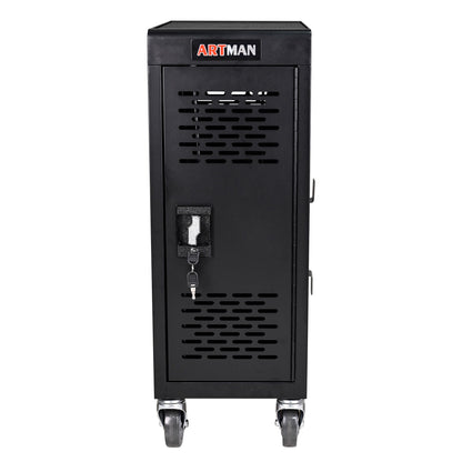16 Bay Mobile School Charging Cart Station For Chromebook, Tablet And Laptop Computer With Power Strip Included