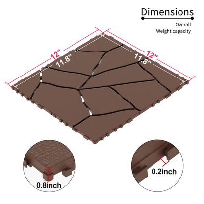 Stone Style Patio Deck Tiles Diy Interlocking Floor Tiles