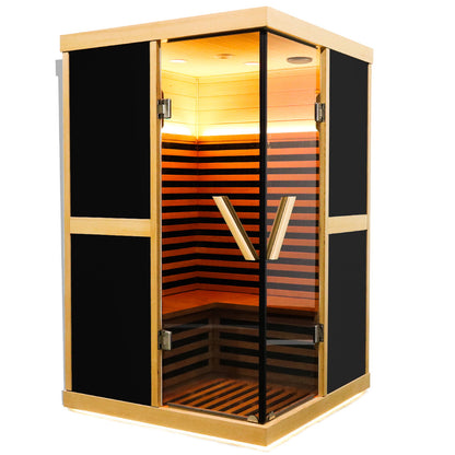 Double Person V Shaped Far Infrared Sauna Room - Natural