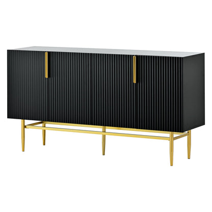Modern Elegant 4 Door Sideboard Metal Handle Buffet Cabinet For Dining Room, Living Room, Bedroom, Hallway