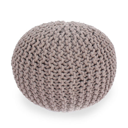 Moro - Knitted Round Pouf With Pumpkin Shape