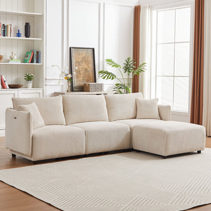 Modern Minimalist Combination Sofa With 2 Comfort Cushions With USB & C Charging Ports