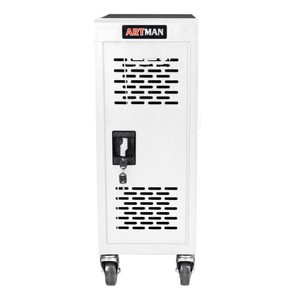 16 Bay Mobile School Charging Cart Station For Chromebook, Tablet And Laptop Computer With Power Strip Included