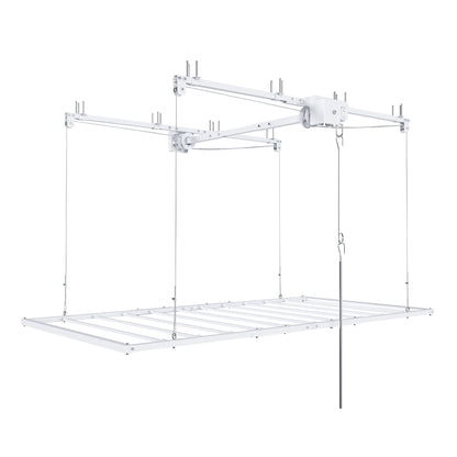 Overhead Garage Storage Rack 3 X 6 Ft For High Ceilings, With Safety Lock - White