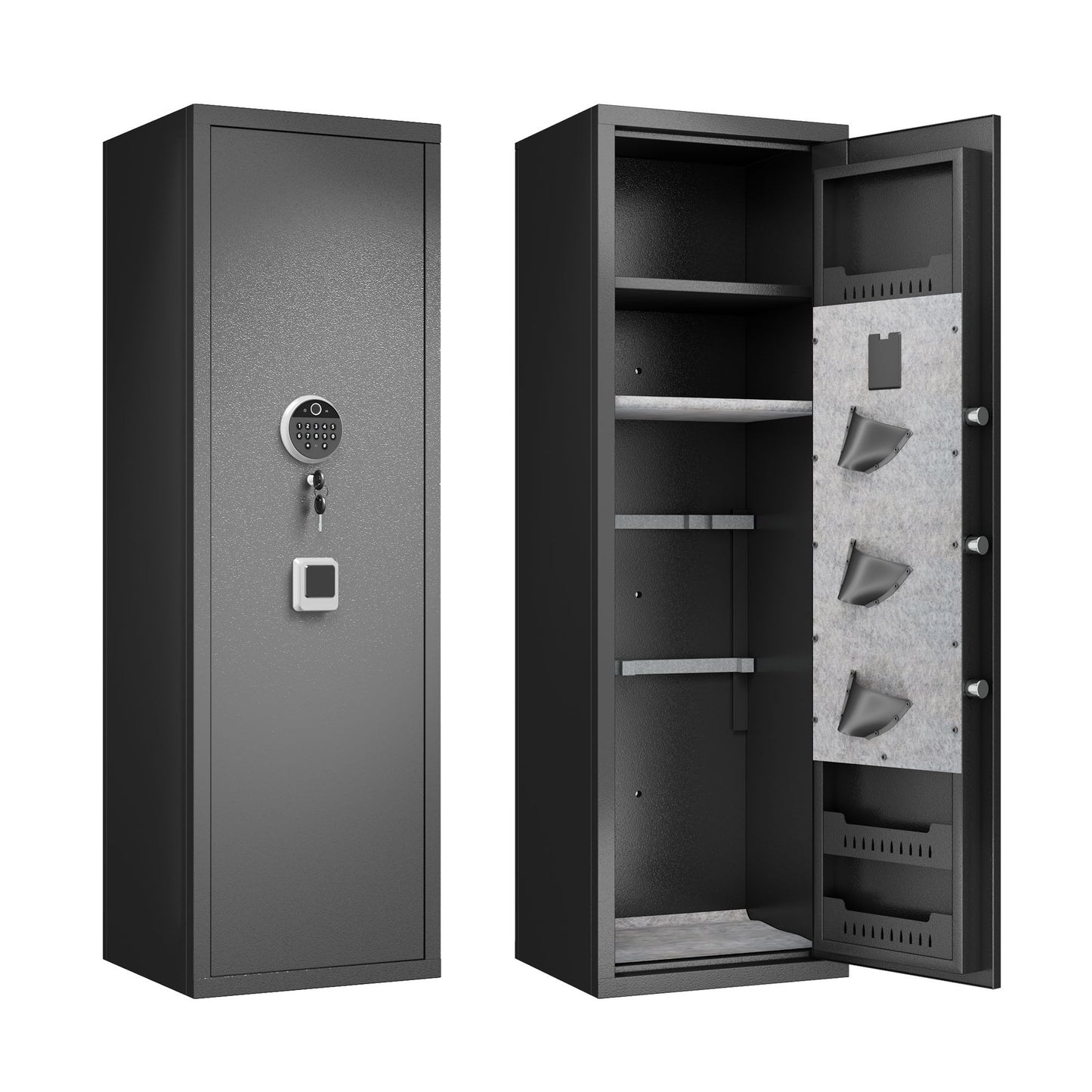 Gun Safes For Home Rifle And Pistols, Fingerprint Electronic Safe With Quick Access, Detachable Partition - Black