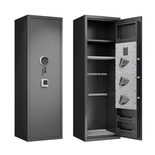 Gun Safes For Home Rifle And Pistols, Fingerprint Electronic Safe With Quick Access, Detachable Partition - Black