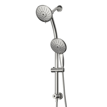 Dual Shower Head With Adjustable Slide Bar And Multi Function Settings