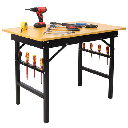 Portable Folding Work Table With Measuring Tape And Angle Finder Steel - Black