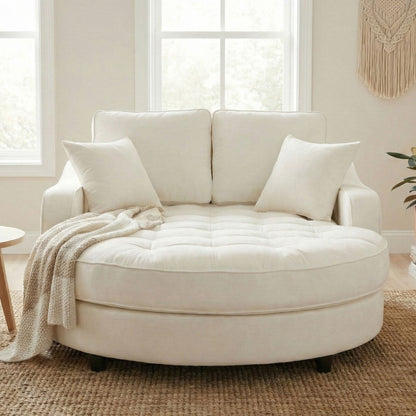 Modern Chaise Lounge Upholstered Sofa Couch With Tufted Seat And Detachable Pillows For Living Room