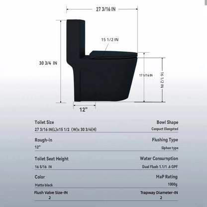 1 Piece Toilet With Tornado Flush, Dual Flush, And ADA Height Comfort Chair