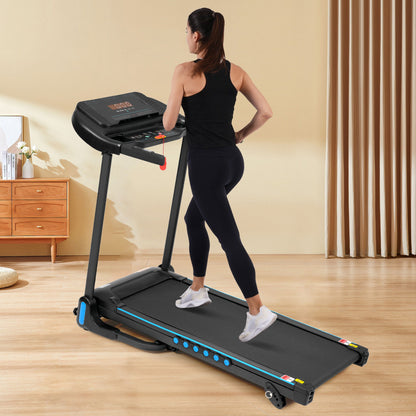 Incline Treadmill For Running & Walking, Hydraulic System Auto Folding With Type C & USB Charge For Android, 10Mph, Bluetooth Speaker - Black