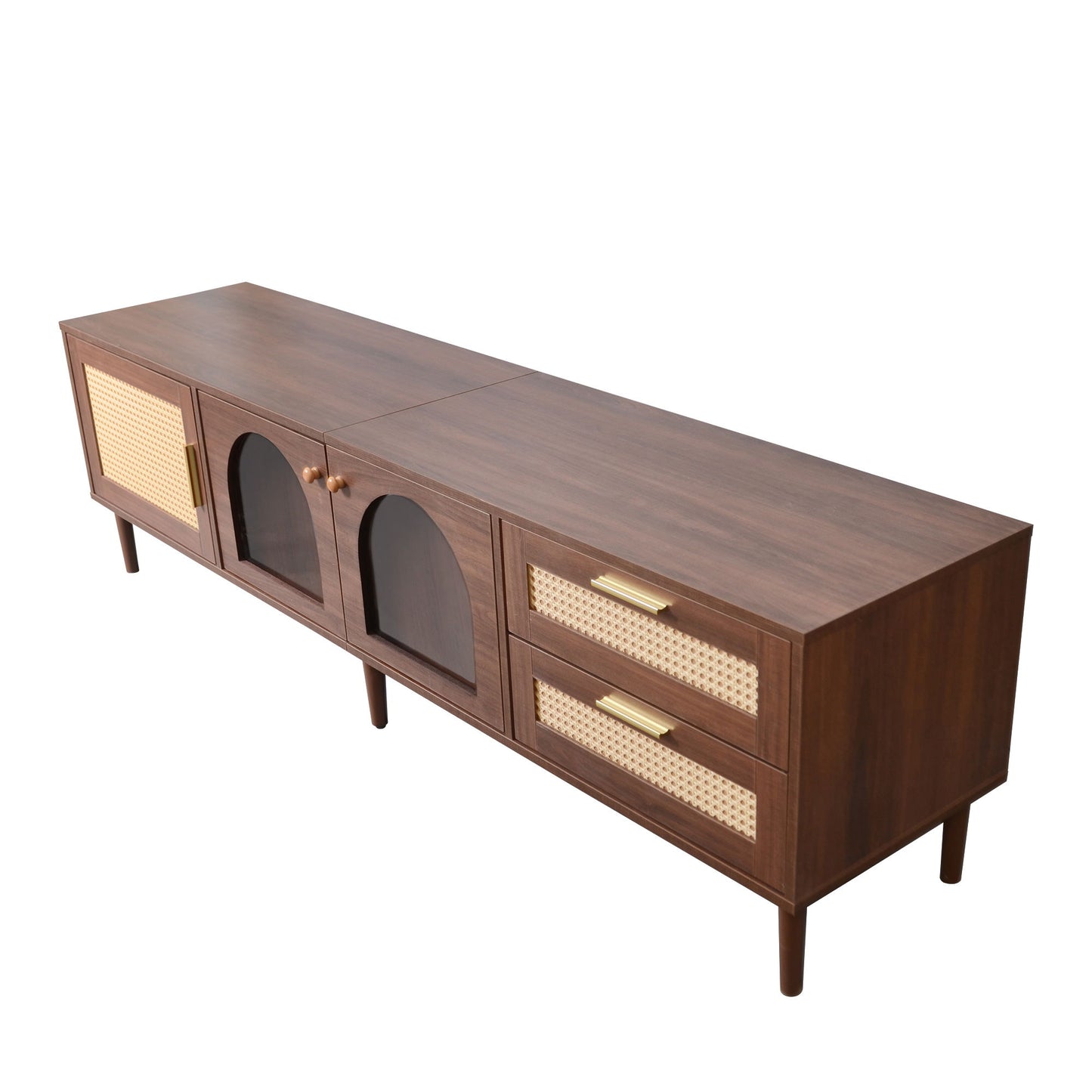 TV Stand With App-Controlled LED Lights, 2 Drawers & Door Storage