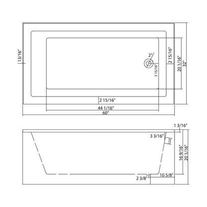 Alcove Soaking Bathtub With Skirt - Back - To - Wall Design - Glossy White