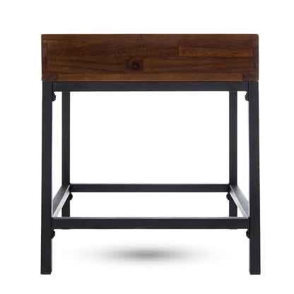 Industrial Style Storage Side Table With Iron Frame - Dark Oak