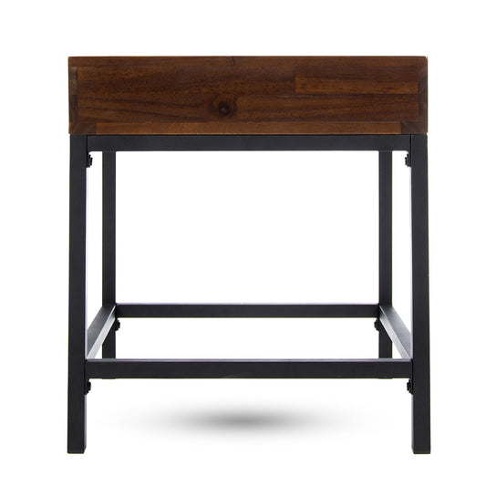 Industrial Style Storage Side Table With Iron Frame - Dark Oak