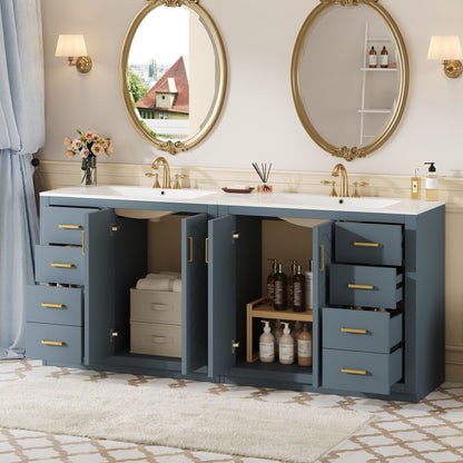 Modern Bathroom Vanity With Ceramic Sink, Freestanding Set With Drawers And Soft-Closing Doors