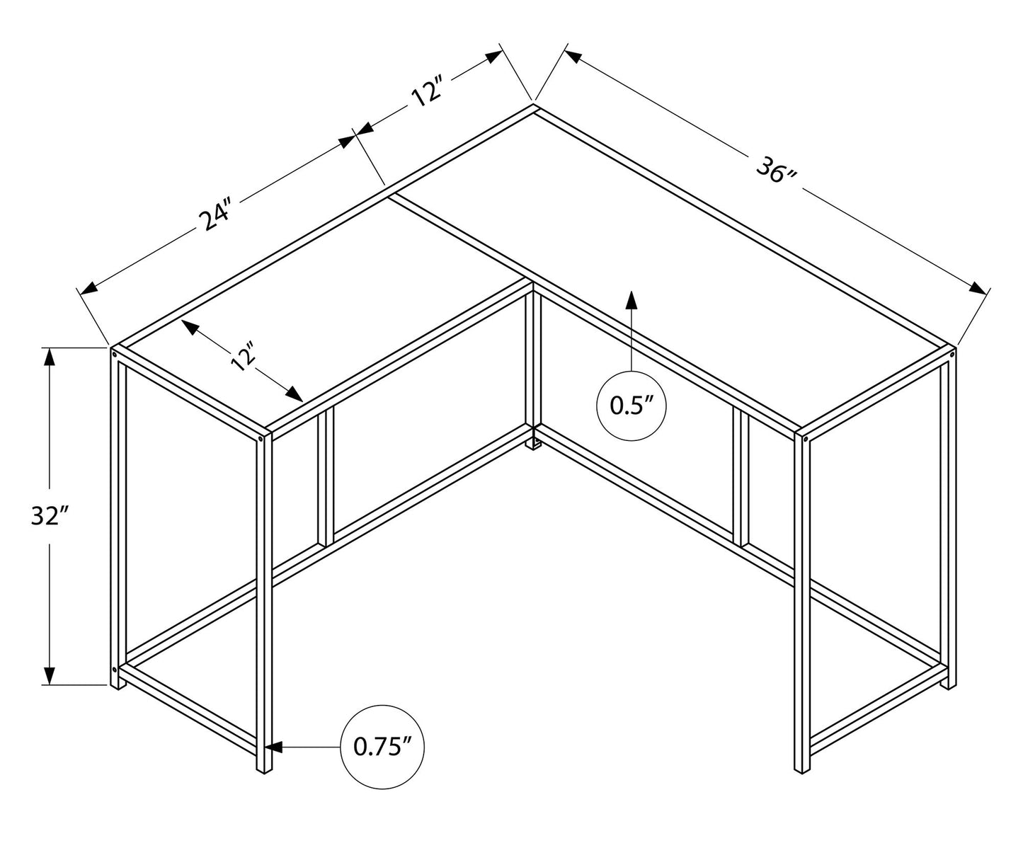 Corner Accent Console Table For Entryway, Unique L-Shaped Design