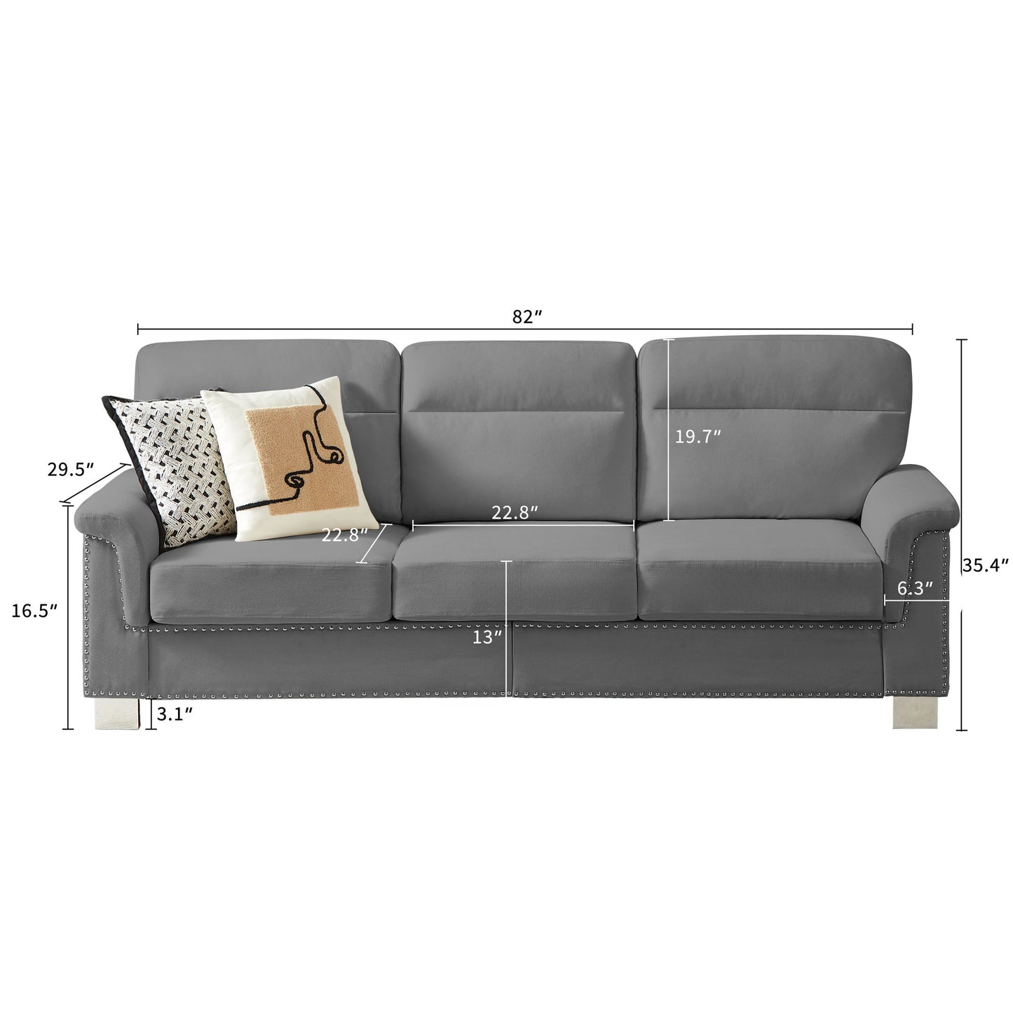 3 Seater Elegant Stationary Sofa