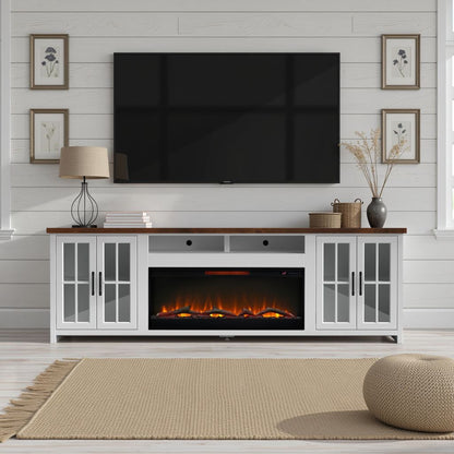 Fireplace TV Stand Console & Fixed Shelves