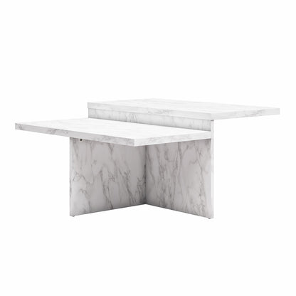 Brielle - 2 Tiered Coffee Table - White Marble