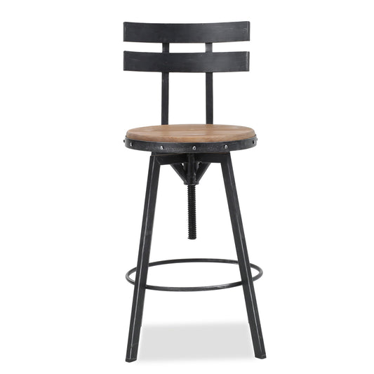 Industrial Modern Swivel Barstool With Adjustable Height - Black / Natural