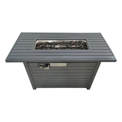 Outdoor Gas Fire Pit Table With Durable Construction And Lid - Gray