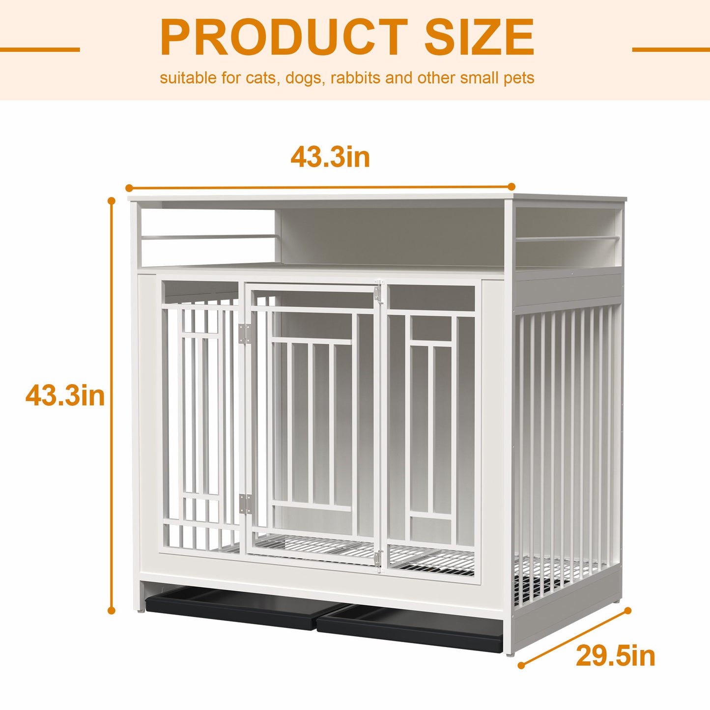 Wooden Dog Crate Furniture With Divider And Storage - White